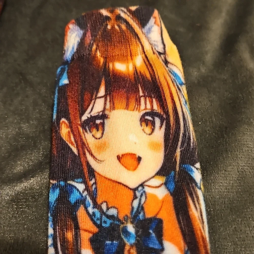 Anime Girl Graphic Crew Socks Novelty Manga Print Unisex Sz. M